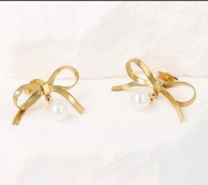 Kolczyki kokardka perła